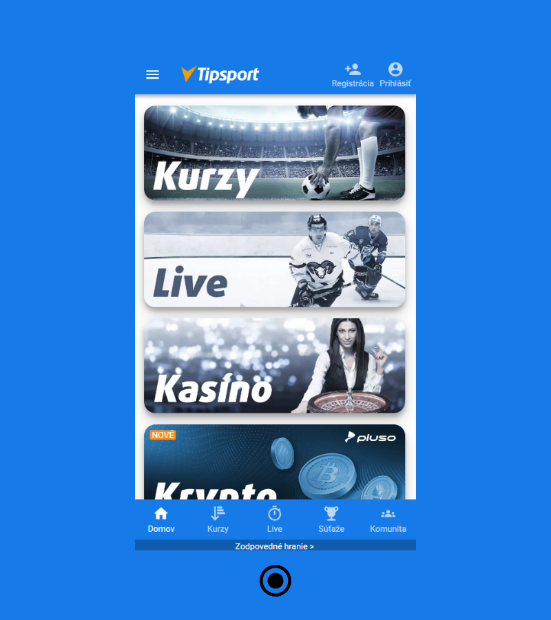 Prejdite na hlavnú stránku služby Tipsport casino