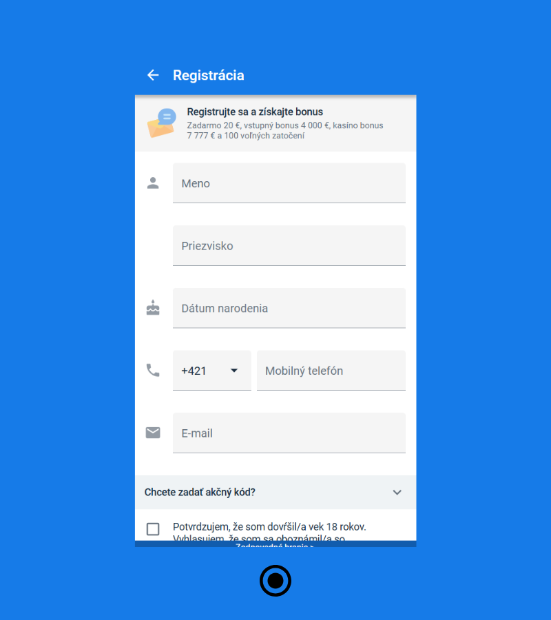 Zadajte svoje osobné a kontaktné údaje