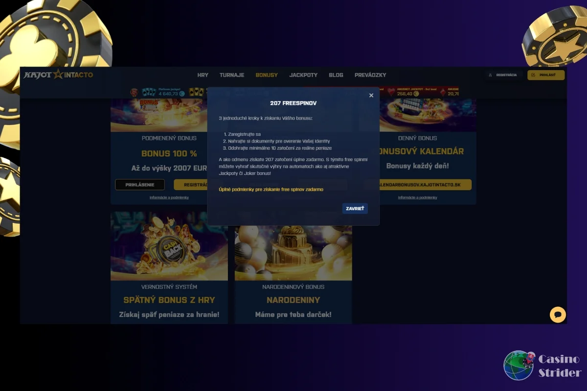 Bonusy bez vkladu a free spiny