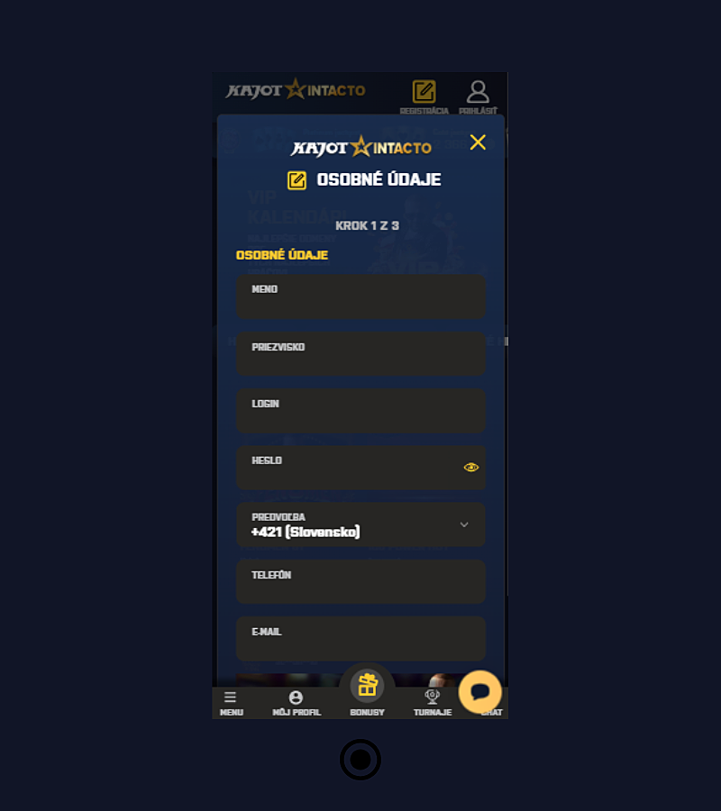 Následne pridajte potrebné osobné údaje