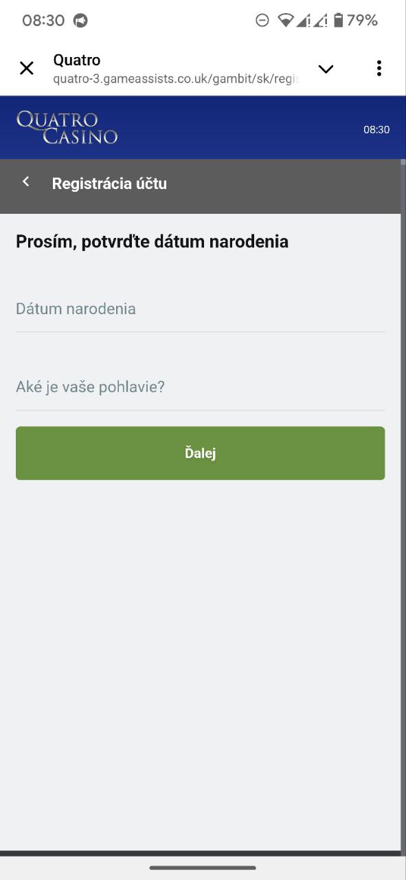 Potvrďte svoj dátum narodenia a pohlavie