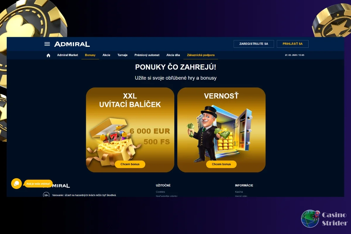 Vstupné bonusy a reload bonusy