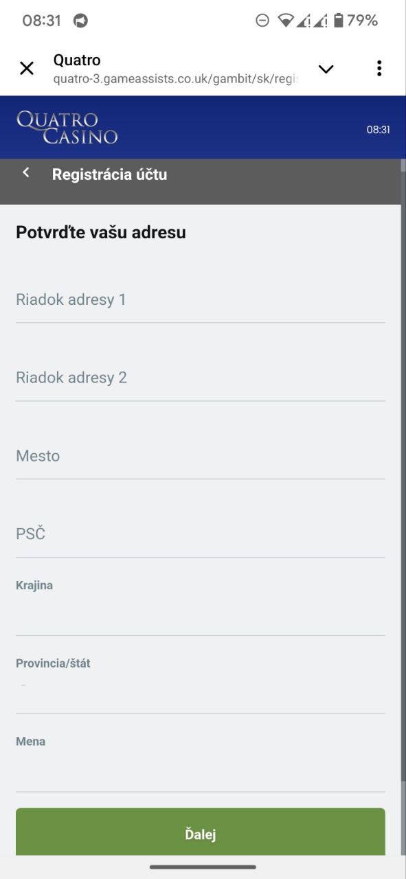 Zadajte svoju adresu a vyberte si menu
