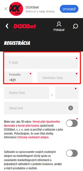 Zadajte kontaktné údaje