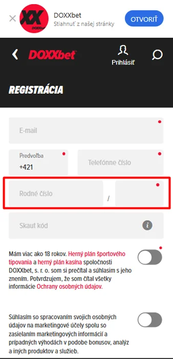 Uveďte číslo sociálneho zabezpečenia