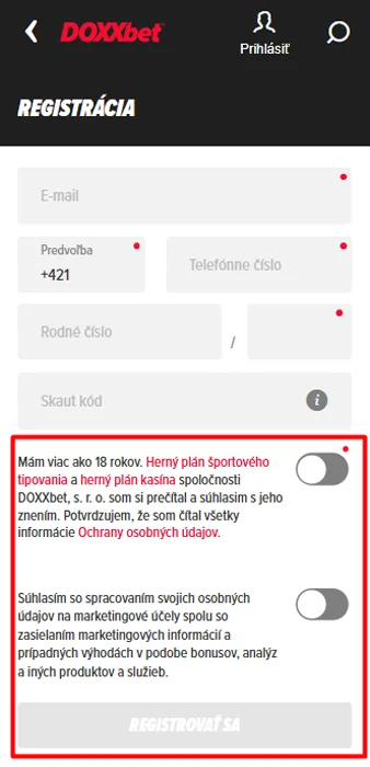 Potvrďte vek a súhlas