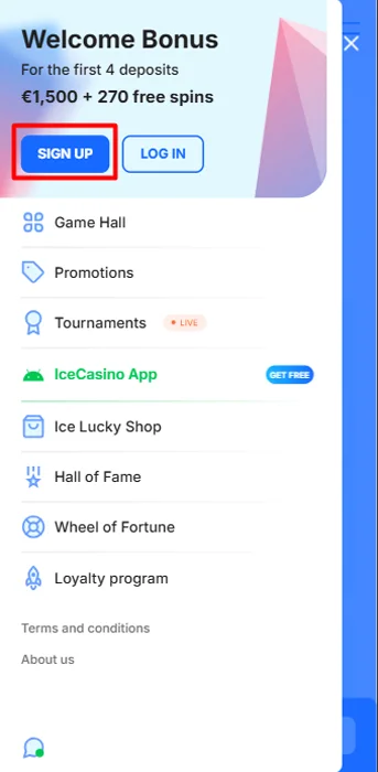Otvorte stránku kasína alebo aplikáciu