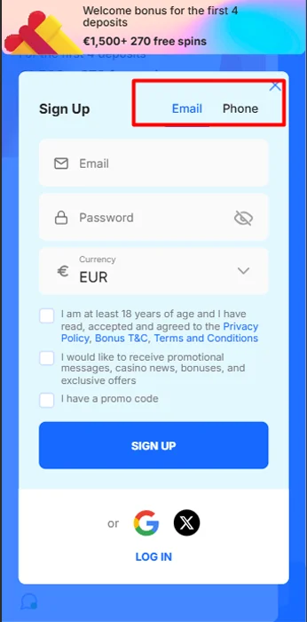 Vyberte si spôsob registrácie