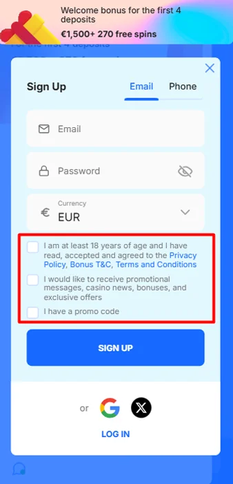 Potvrďte vek a súhlas s podmienkami
