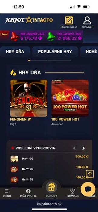 Vyhľadajte sekciu bonusov