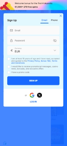 Registrácia hráčskeho účtu