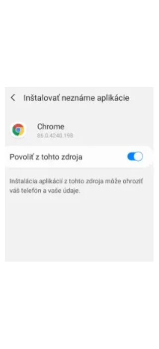 Keď ťa vyzve systém, povoľ inštaláciu z neznámych zdrojov.