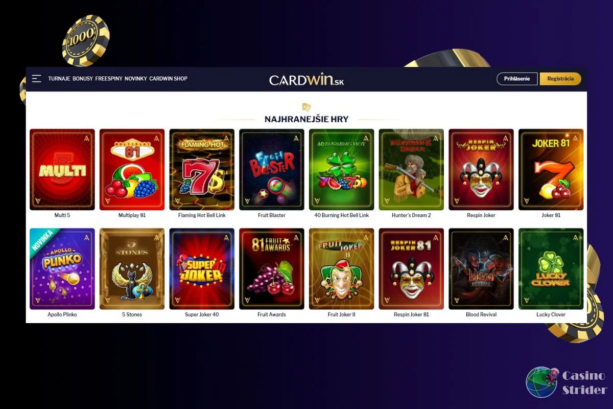Hry Dostupné v Kasíne CardWin