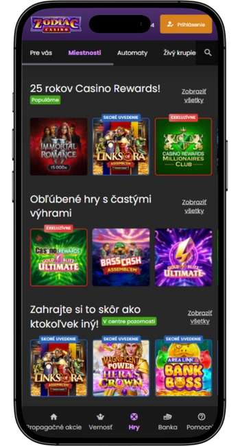 Aplikácia Zodiac Casino pre iOS