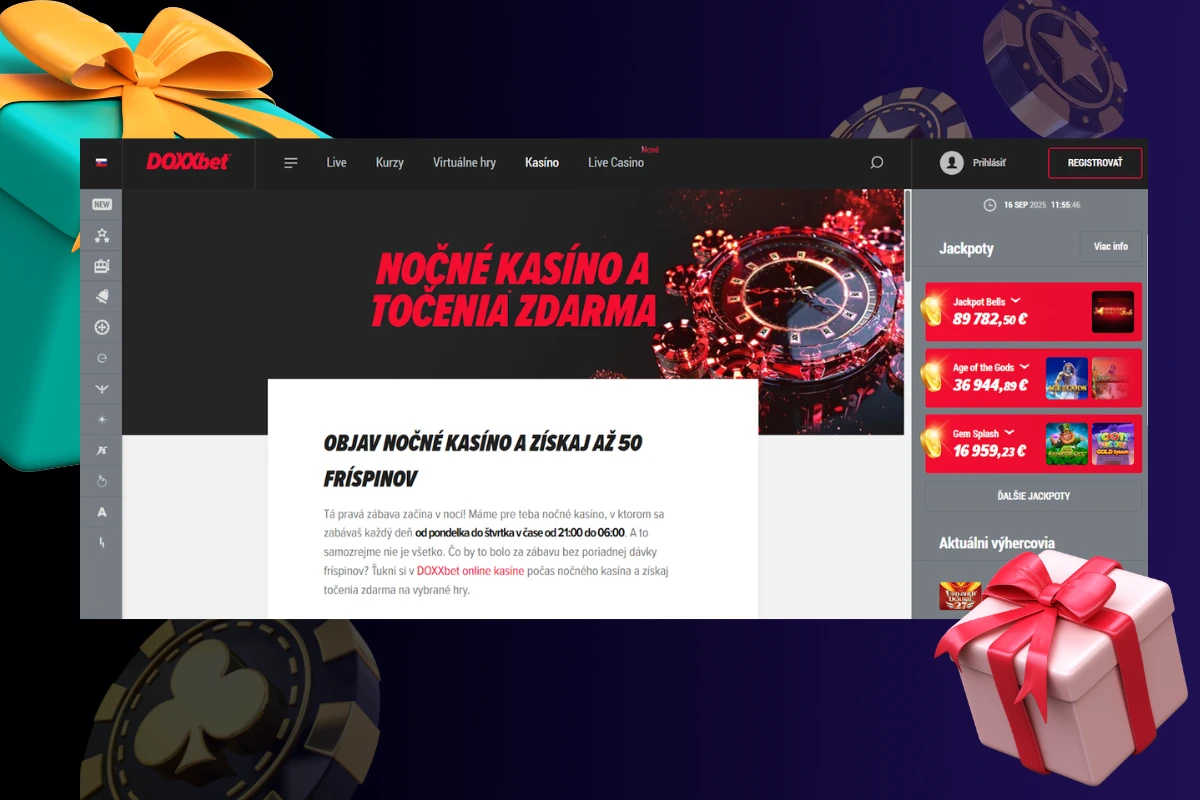 DOXXbet 5€ v nočnom kasíne