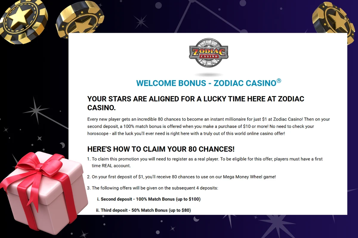Typy bonusov dostupných v online kasíne Zodiac