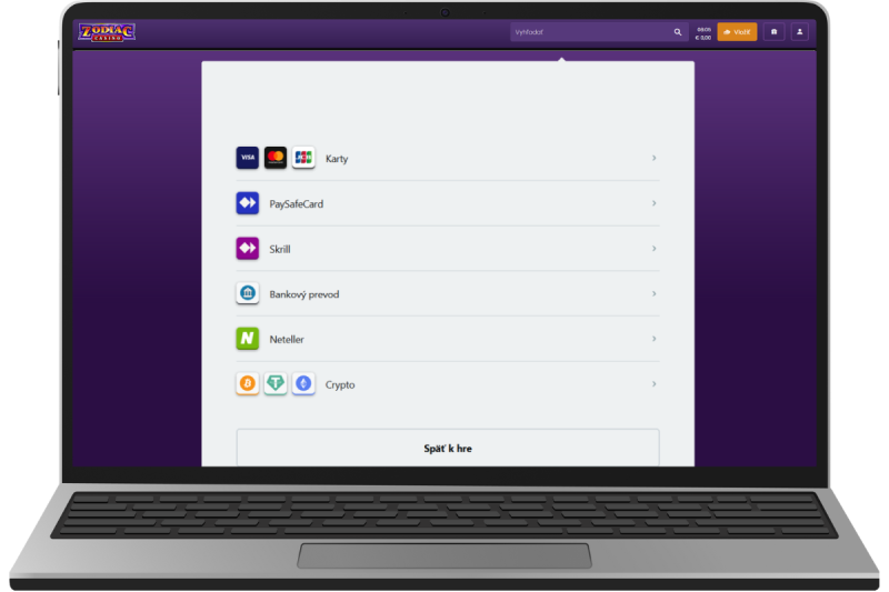 Vyber platobné metódy