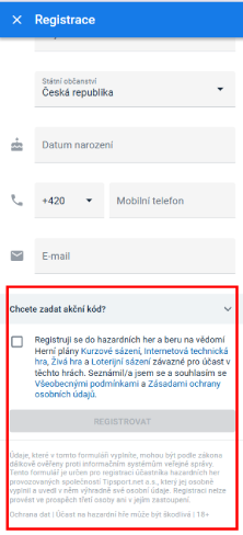 Akceptujte podmienky a dokončite registráciu