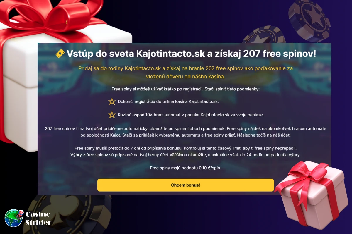 Kajotwin 207 free spinov za registráciu
