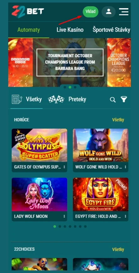 Otvorte sekciu pokladne