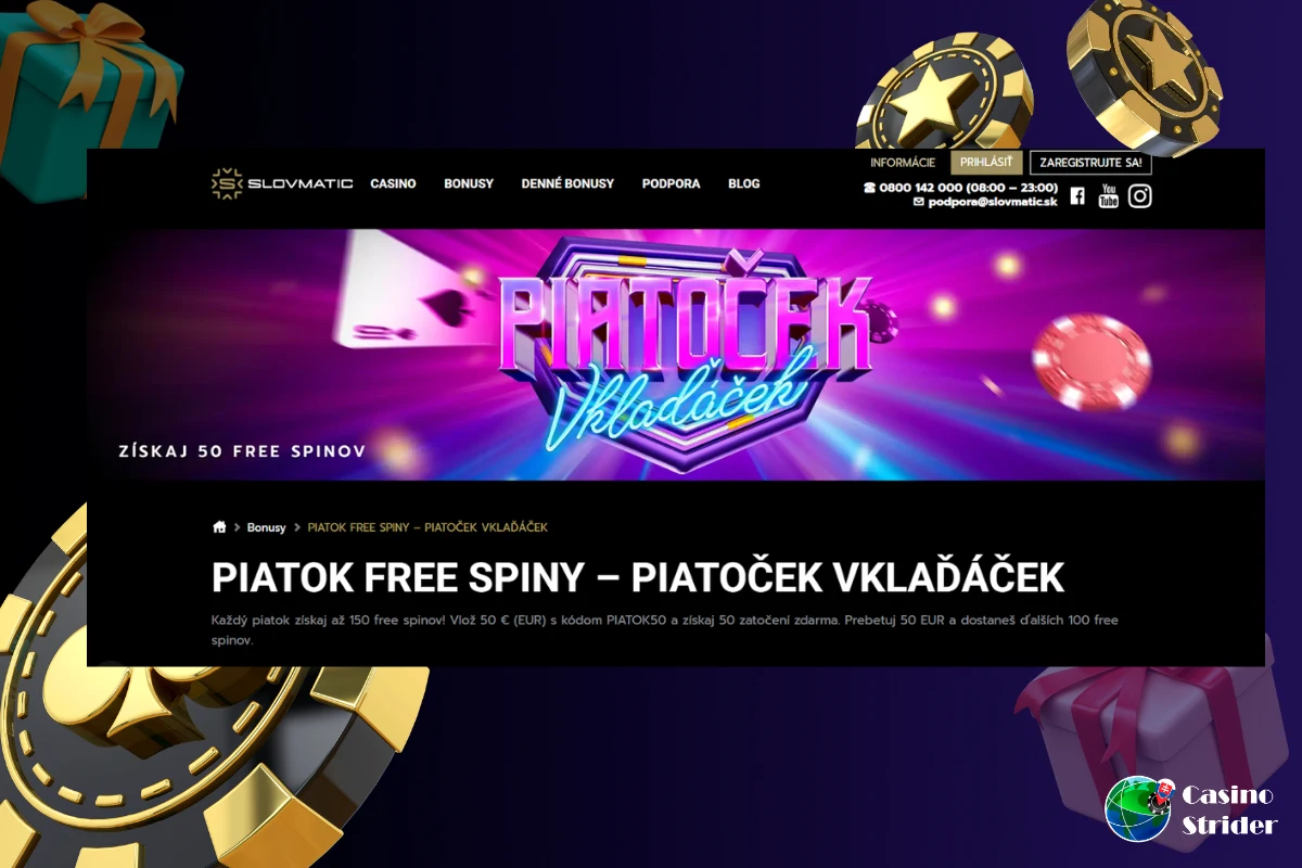 Slovmatic Casino free spiny za registráciu