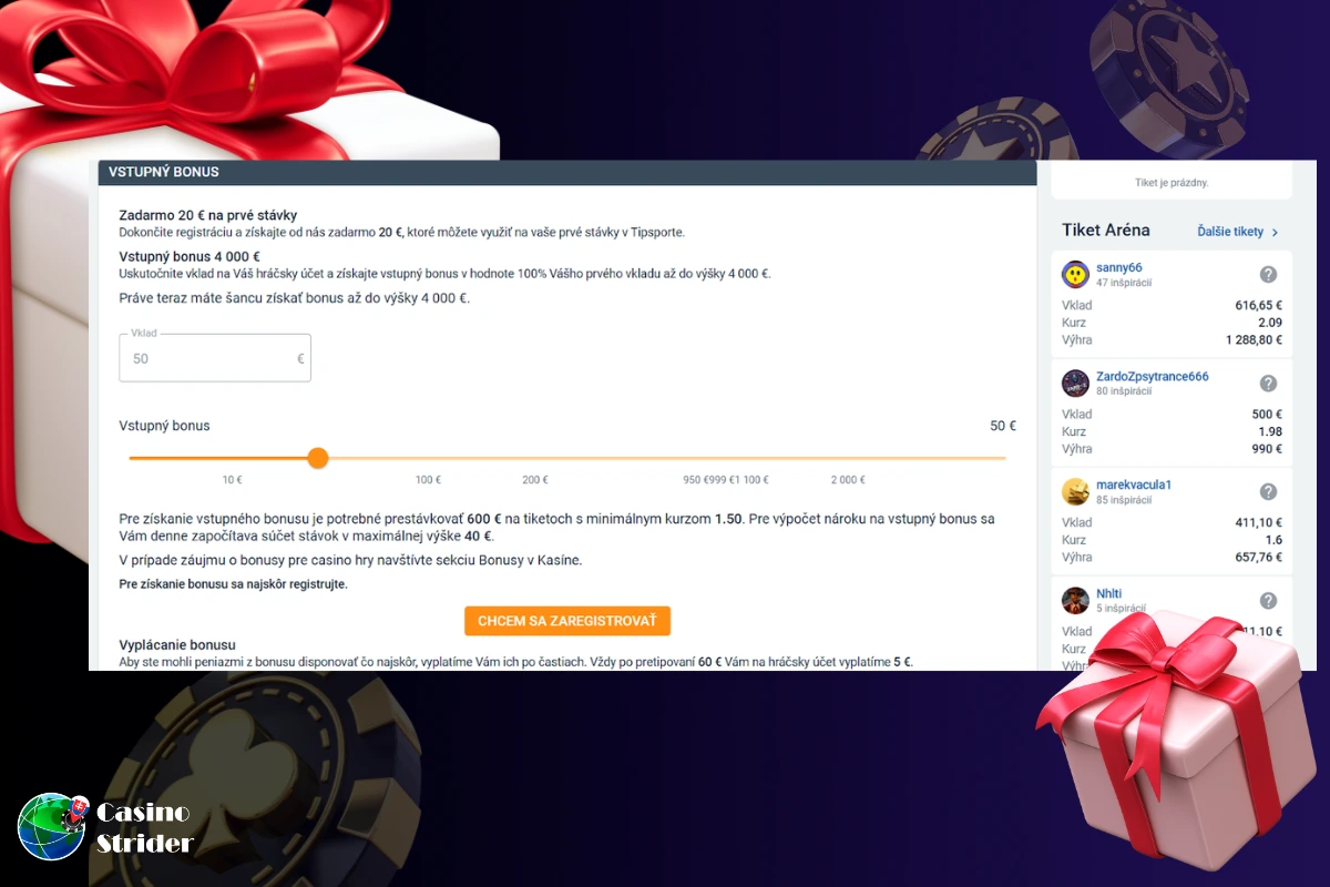 Tipsport 20 € zadarmo na tipovanie (1)