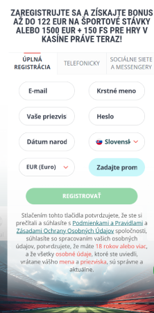 Vyplňte registračný formulár 1