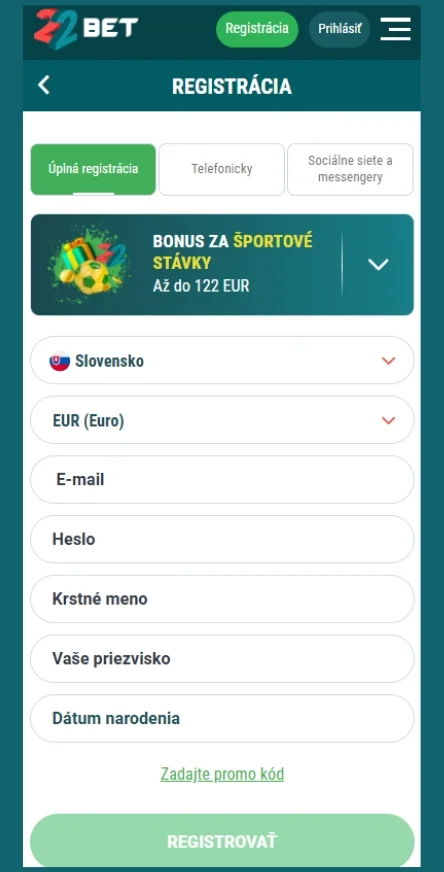 Vytvorte si účet v kasíne