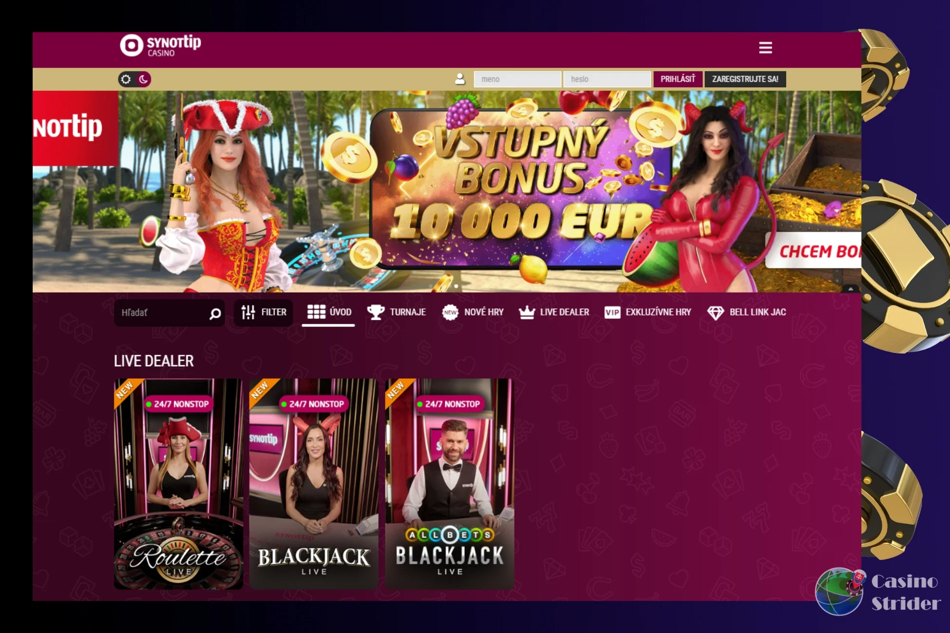 Dnešné roztočenia zadarmo v SYNOT TIP