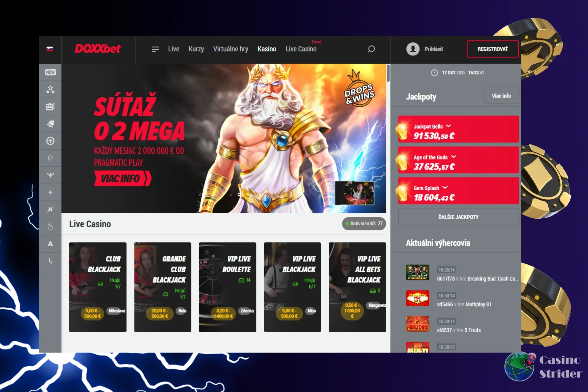 DOXXbet - dnešné roztočenia zadarmo