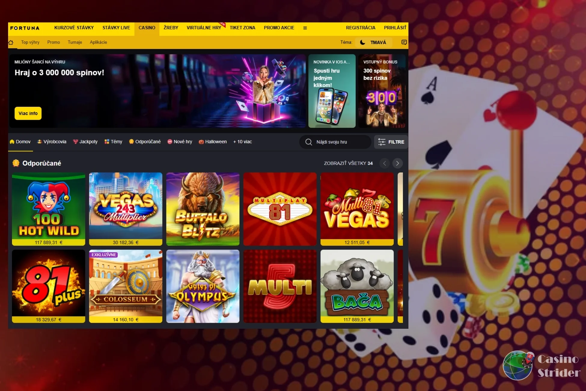 Voľné točenia dnes Fortuna kasína